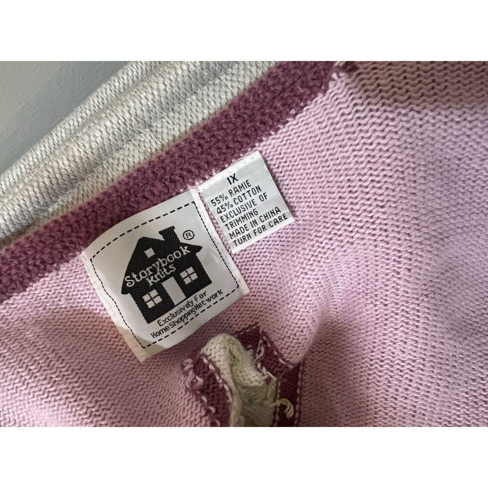 Vintage Storybook Knits Geometric Patchwork Cardigan Sweater XL Cottagecore - Picture 13 of 14